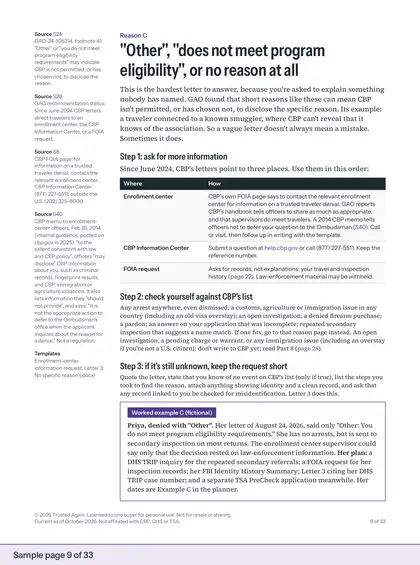 Sample page 9 of 33: Reason C: "Other" or no specific reason. Opens a larger view.