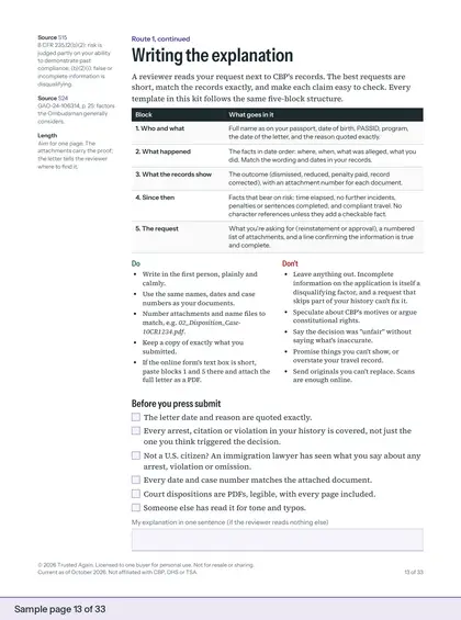 Sample page 13 of 33: Writing the explanation. Opens a larger view.